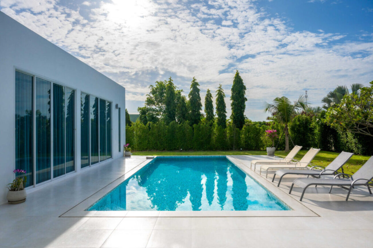 Chairs pool for relaxing by the pool in the house.