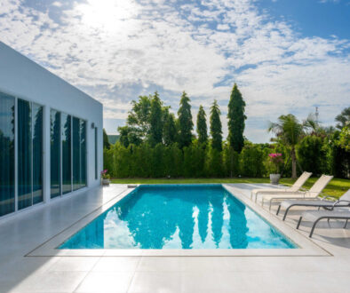 Chairs pool for relaxing by the pool in the house.