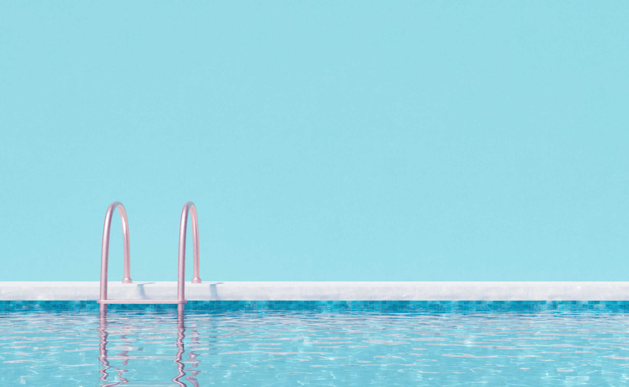 Pool with clean water and ladder