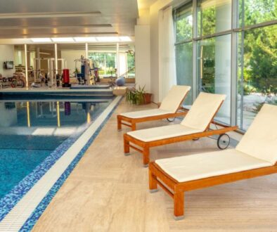 wooden-chaise-lounges-home-indoor-pool-against-backdrop-green-coniferous-trees-window_0x800